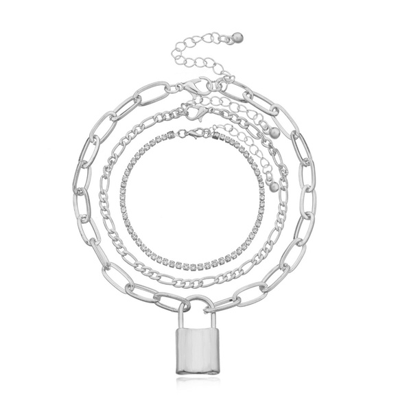 Chain and Lock Anklet, Gold Lock Anklet, Silver Lock Anklet - Picture 8 of 10